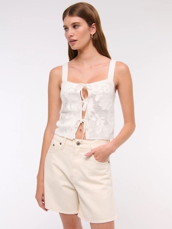 Abercrombie & Fitch Tops - Crochet-Style Tie-Front Tank